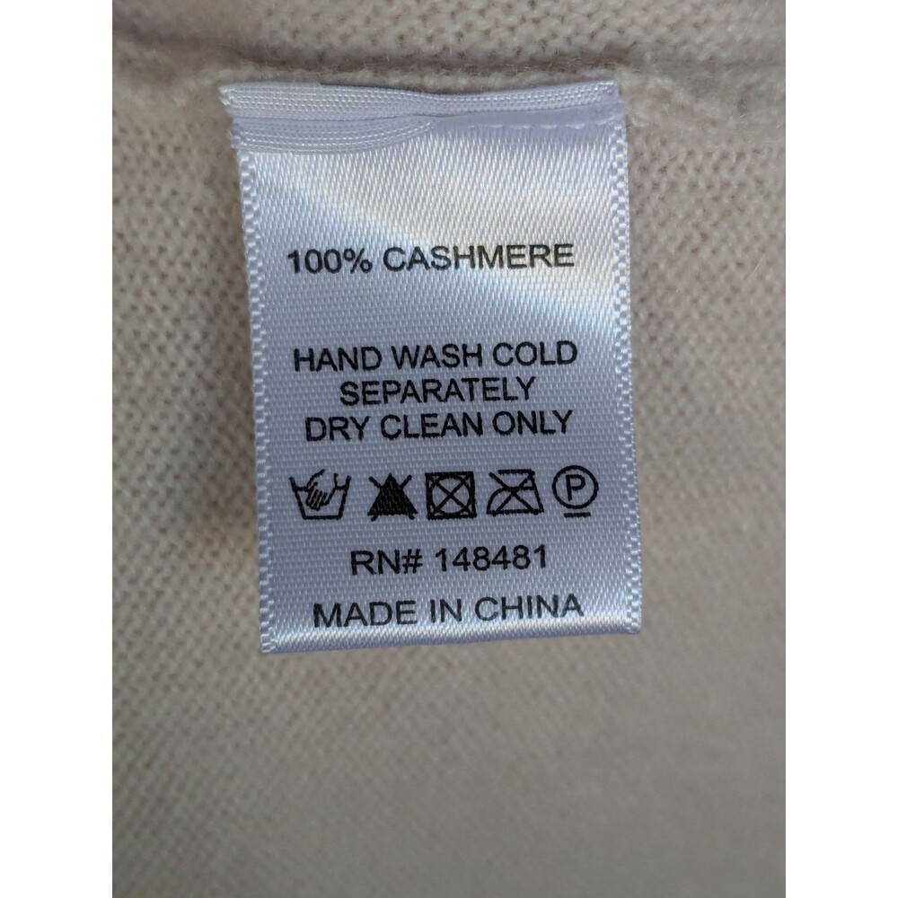 Sea Bleu Womens Medium Crew Neck Boxy 100% Cashmere Short Sleeve Beige Sweater - Picture 2 of 9